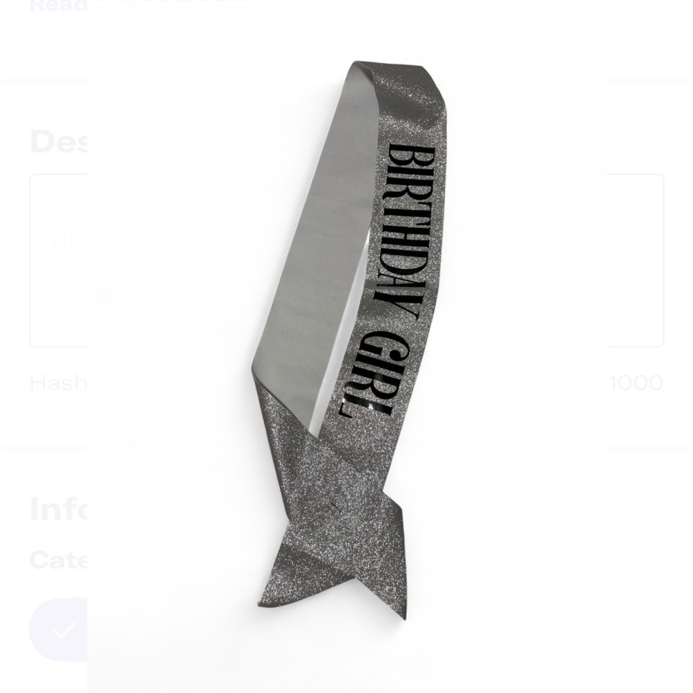 Silver Birthday Girl Sash